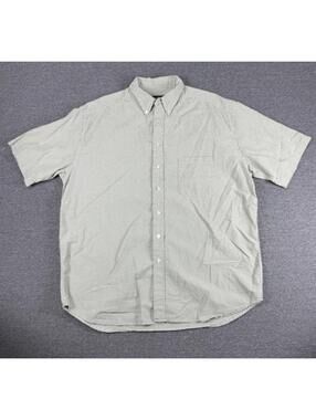 Vintage 90s Eddie Bauer Seersucker Short Sleeve Button Shirt Green Men’s XL Tall